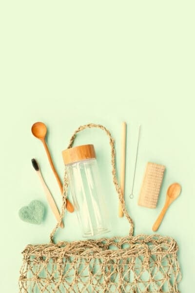 Zero waste swaps - bamboo toothbrush, eco friendly reusable bag