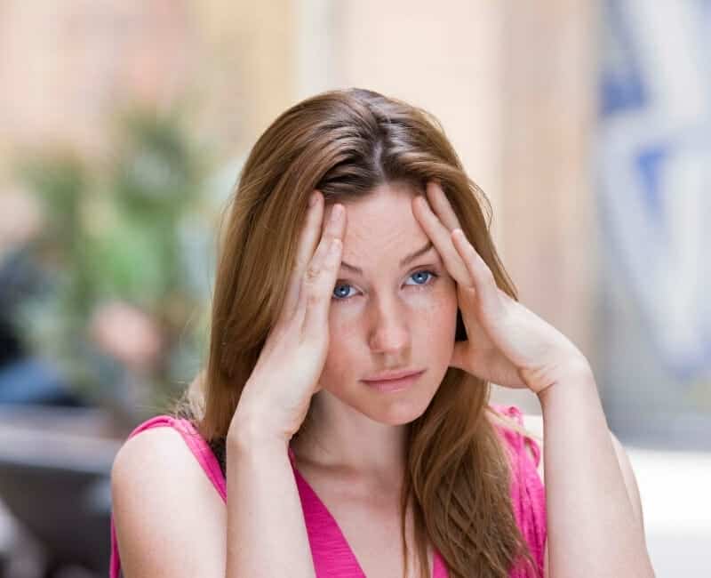 Cost of convenience woman looking distraught