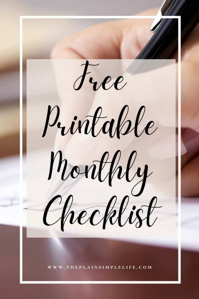 Free Printable Monthly Checklist Pinterest Pin