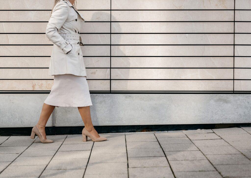 Woman walking to work in heels